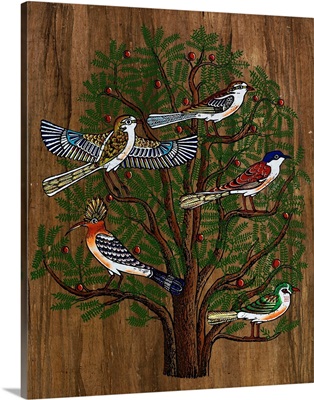 Papyrus, Birds in a tree, Egyptian painting