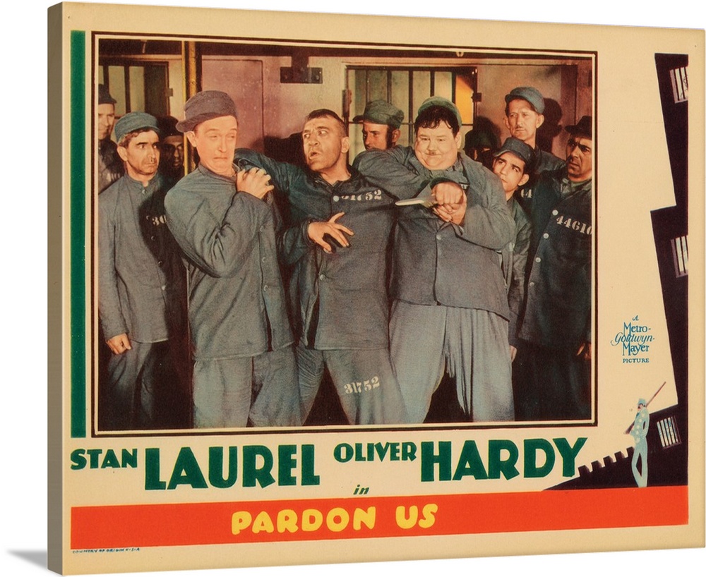 Pardon Us, Lobbycard, Front, From Left: Stan Laurel, Walter Long, Oliver Hardy, 1931.