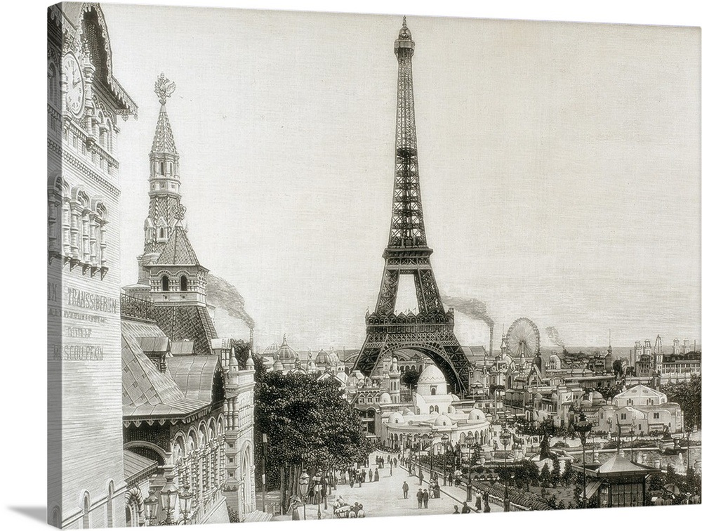 Paris Universal Exhibition of 1900. Gardens of the Trocadero under the ...