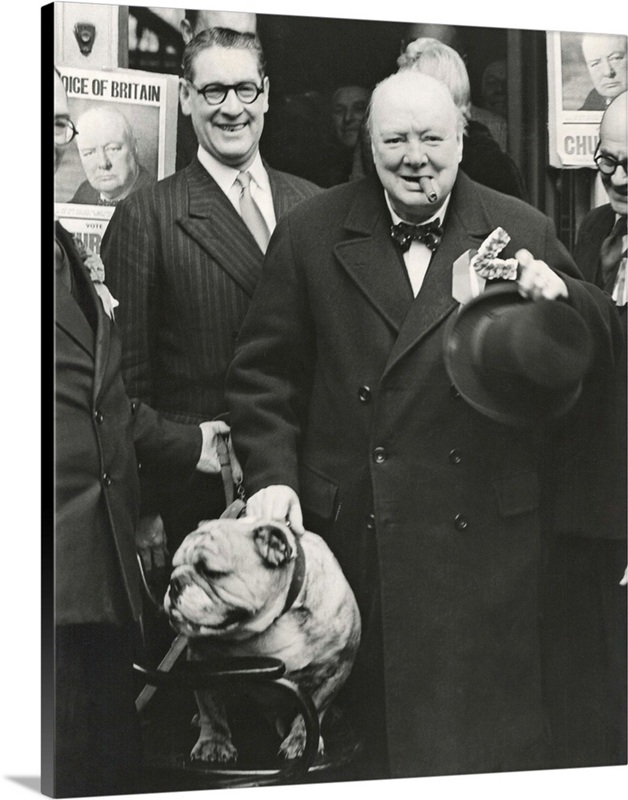 Party Leader Winston Churchill making a speech outside the Conservative ...