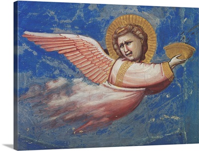 Passion, The Crucifixion, Detail of Crying Angel, by Giotto, c. 1304-1306.
