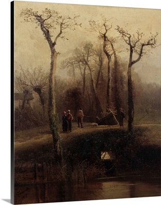 People In Winter Landscape Near Milan, Gaetano Fasanotti, 1867