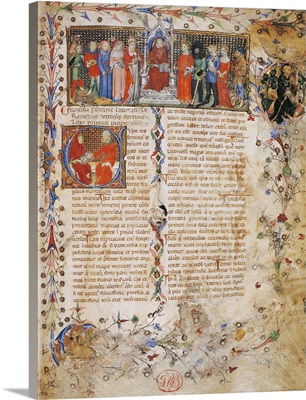 Petrarch On Throne Surrounded By Characters, By Circle Of Master Of Latin Codex 757