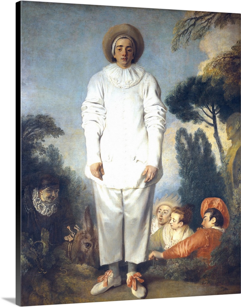 Pierrot, also known as Gilles, (ca. 1718 - ca. 1719) by Jean-Antoine Watteau (1684-1721). Rococo style, originally oil on ...