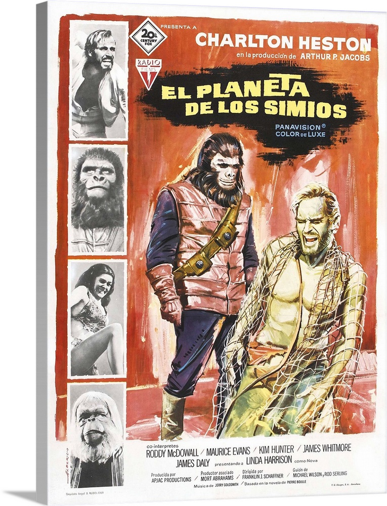 Planet Of The Apes, (aka El Planeta De Los Simios), Left From Top: Charlton Heston, Roddy Mcdowall, Linda Harrison, Mauric...