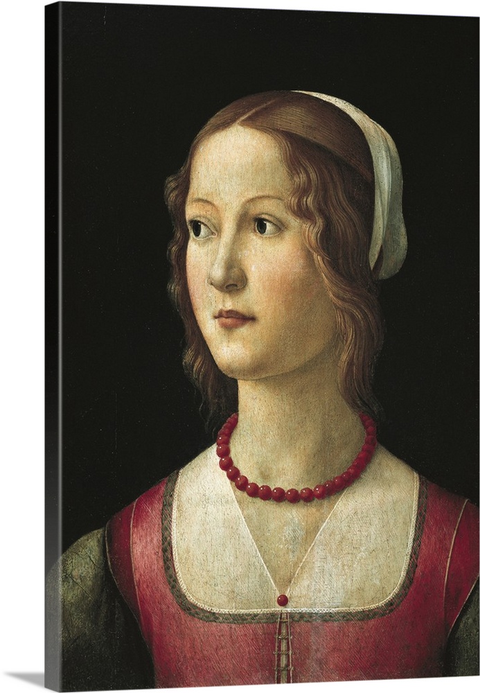 GHIRLANDAIO, Domenico di Tommaso Bigordi, called (1449-1494). Portrait of a Young Woman. ca. 1485. Renaissance art. Quattr...