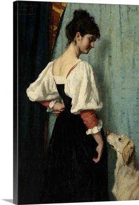 Portrait of a Young Woman, with 'Puck' the Dog, by Therese Schwartze, c. 1879-85