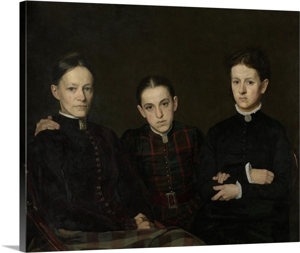 Portrait of Cornelia, Clara and Johanna Veth, by Jan Veth, 1885, Dutch painting, oil on canvas. Three sisters of the artis...
