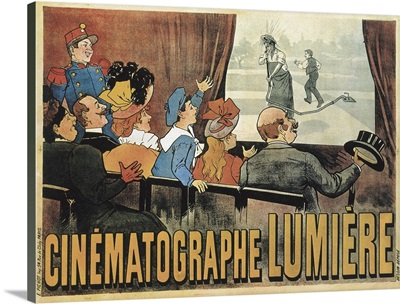 Poster advertising the Lumiere Cinematographe, Grand Cafe in Paris. Ca 1895-96