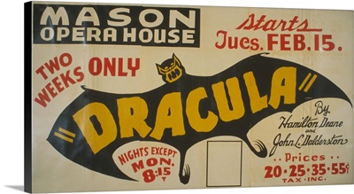 Poster for Federal Theatre Project presentation of Dracula at the Mason Opera House