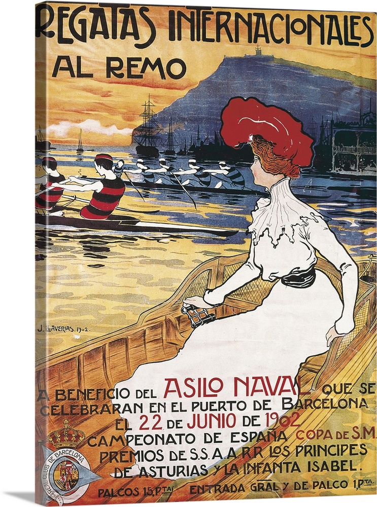 LLAVERIAS i LABRO, Joan (1865-1938). International Oar Regattas. 1902. Poster advertising the sport event held in the port...