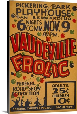 Poster showing revelers at a party and announcing a Vaudeville revue