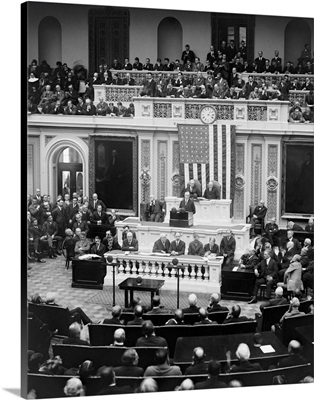 President Calvin Coolidge delivering his first message to Congress on Dec. 6, 1923