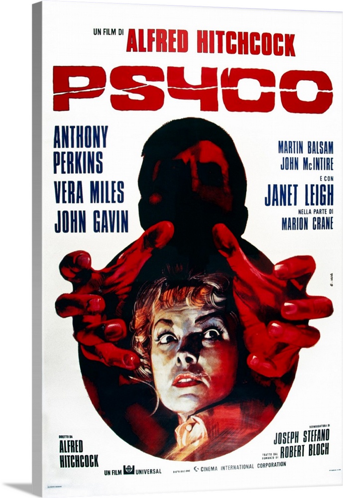 Psycho, German Poster, Anthony Perkins (Top), Janet Leigh, 1960 Wall ...