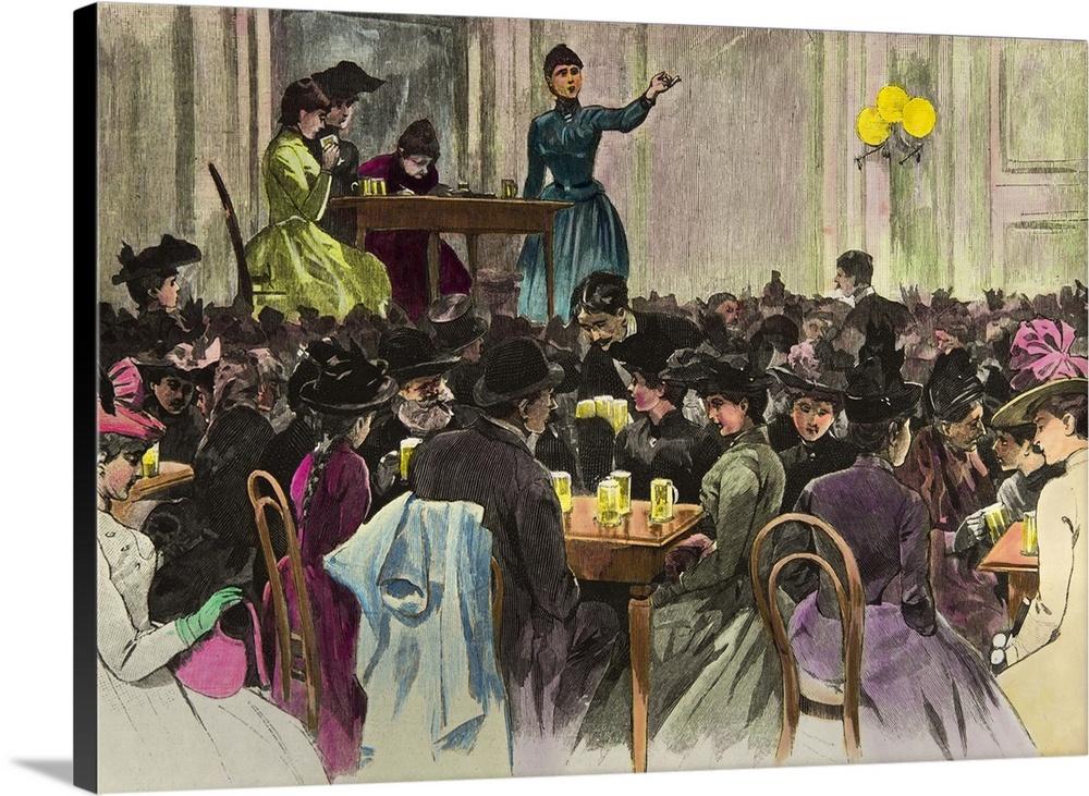 Engraving. Public meeting suffragettes in Berlin, 20th Century. Paris, Arts Decoratifs. c433, Gravure, Les suffragettes ; ...