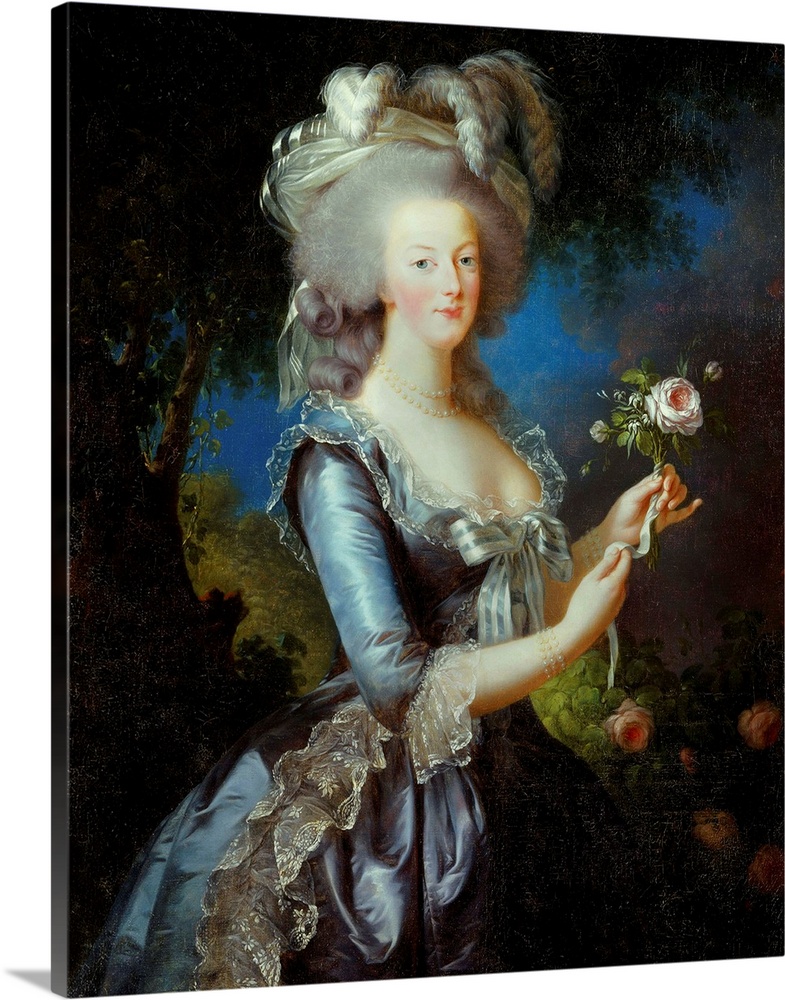 Elisabeth Vigee Lebrun, French School. Queen Marie Antoinette with a Rose. 1783. Oil on canvas, 1.13 x 0.87 m. Versailles,...