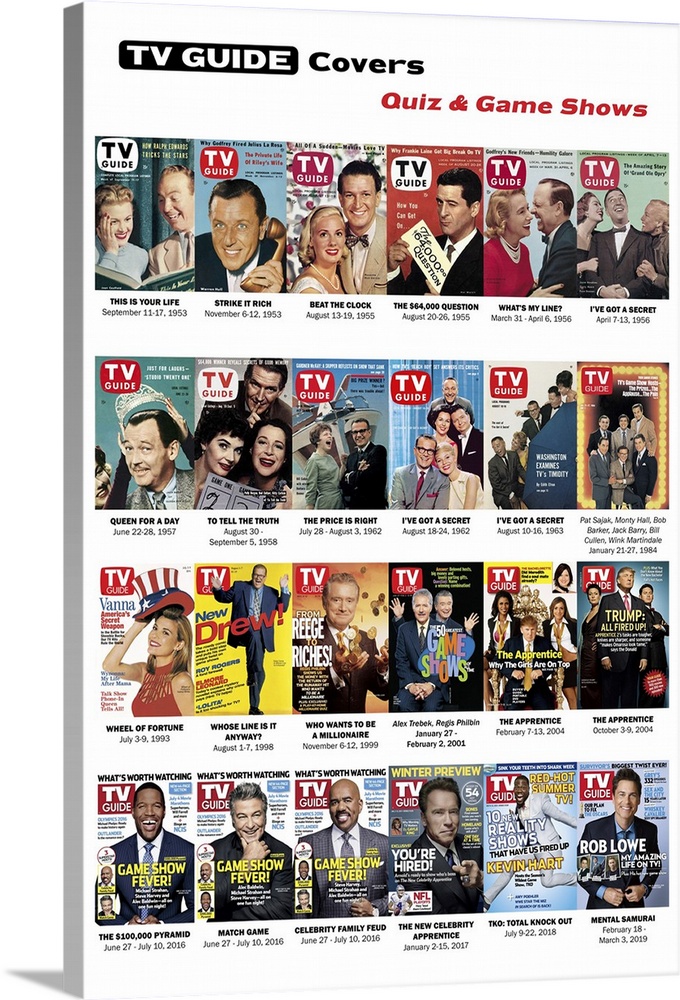 Quiz & Game Shows, TV Guide Covers Poster, 2020. TV Guide.