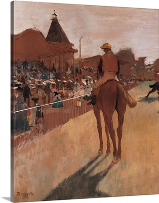 Racehorses in Front of the Tribunes, by Edgar Degas, ca. 1866-1868. Musee d'Orsay, Paris