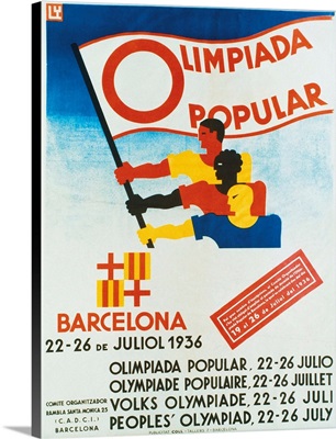 Republican Spanish Civil War Poster for People's Olympic Games. Barcelona, 1939