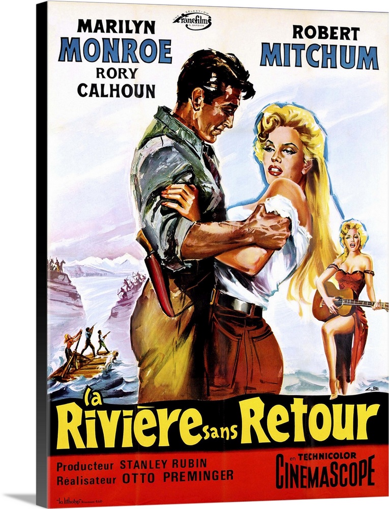 River Of No Return, (aka La Riviere Sans Retour), L-R: Robert Mitchum, Marilyn Monroe On French Poster Art, 1954