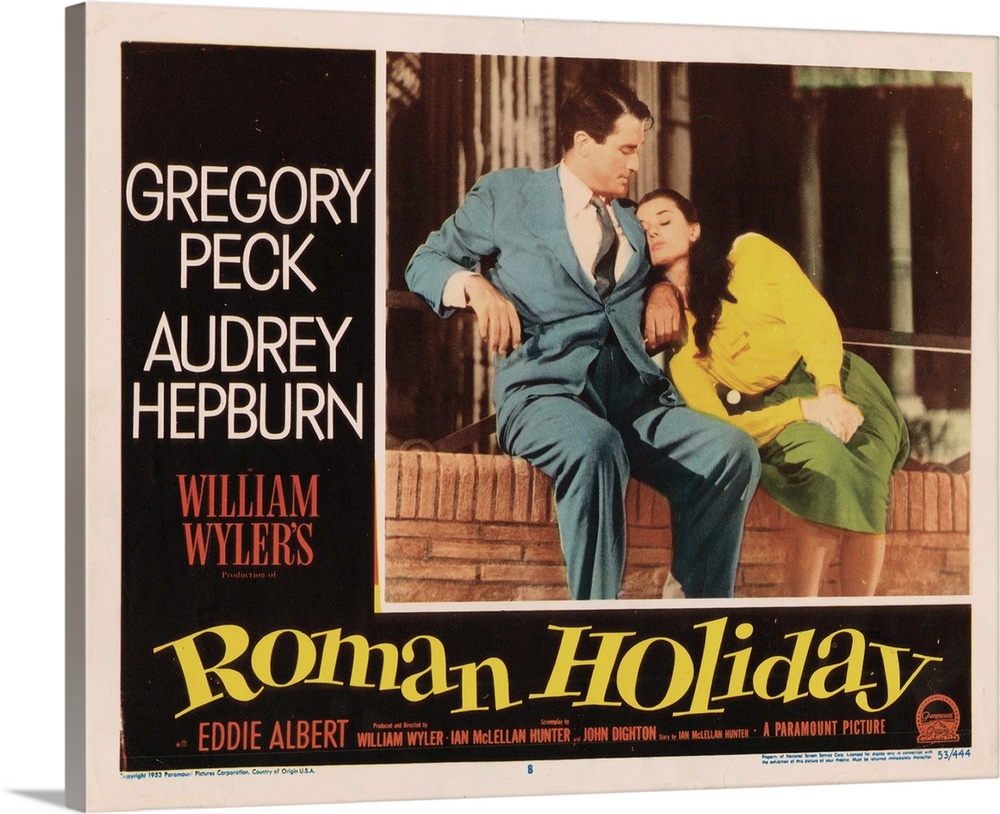 Roman Holiday, Lobbycard, From Left: Gregory Peck, Audrey Hepburn, 1953.