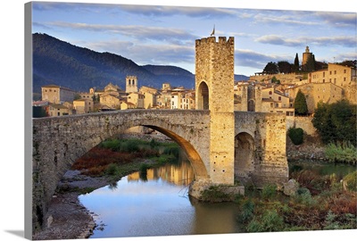 Romanesque Bridge Over the Fluvia river. 12th c. Besalu, Spain