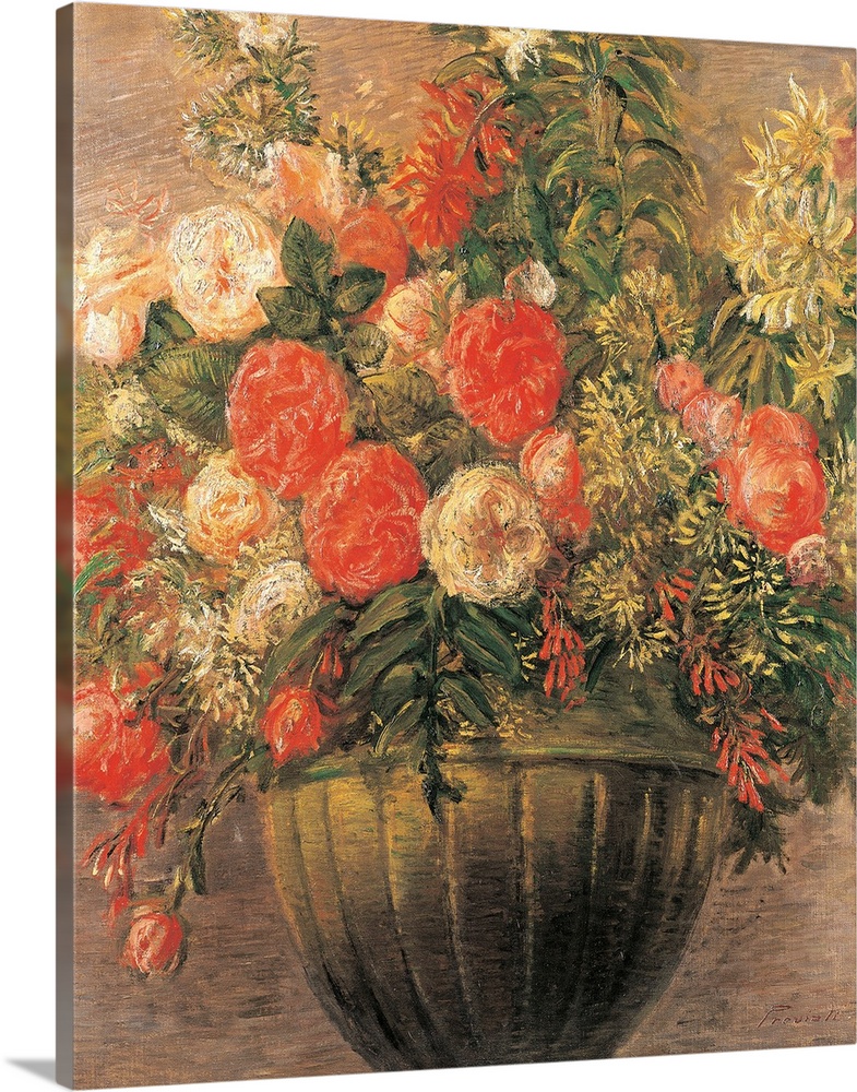 Roses, by Gaetano Previati, 1911 - 1912, 20th Century, oil on canvas, cm 32,5 x 55 - Italy, Lombardy, Milan, Silbernagl Ga...