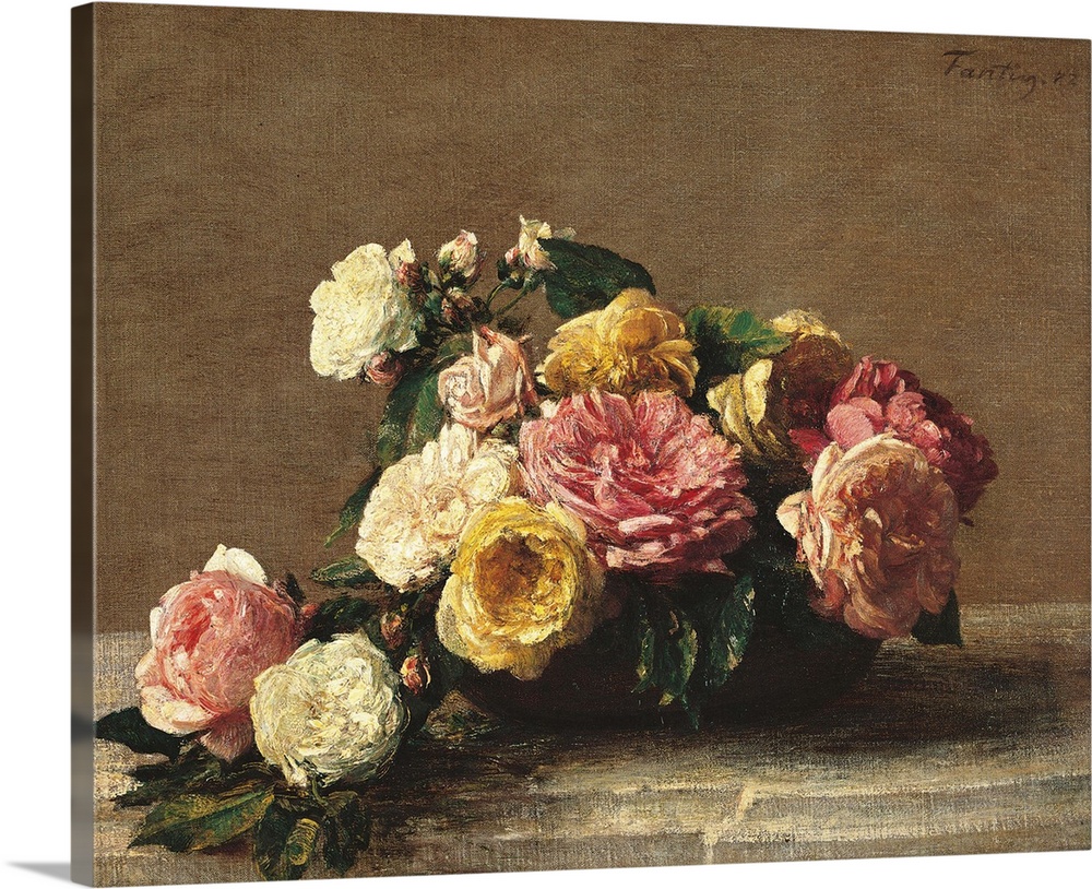 Roses in a Bowl, by Henri Fantin-Latour, 1882, 19th Century, oil on canvas, cm 36,5 x 46 - France, Ile de France, Paris, M...