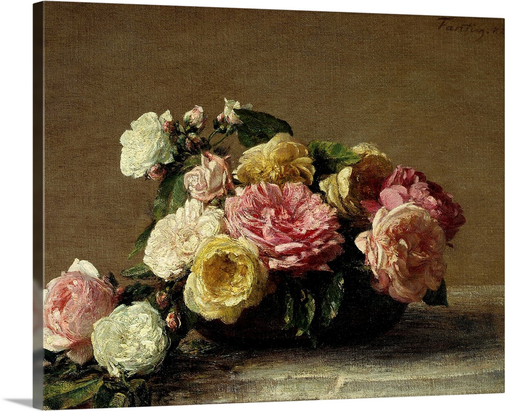 2378 , Henri Fantin Latour (1836-1904), French School. Roses in a Dish. 1882. Oil on canvas