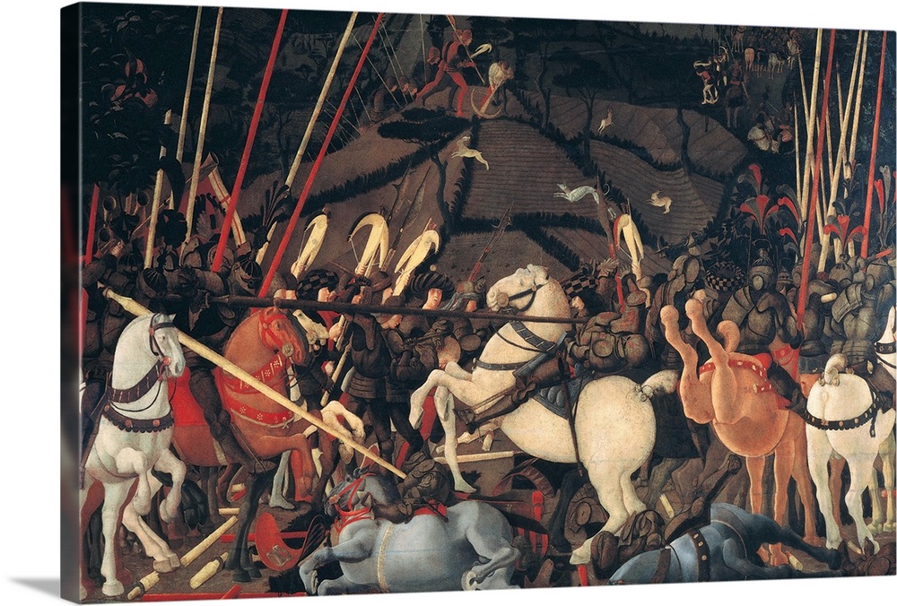 Rout of St Roman (Battle of St Roman), by Paolo di Dono know as Paolo Uccello, 1436 - 1439 about, 15th Century, tempera on...