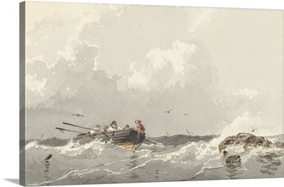 Row Boat at Sea, by Frans Arnold Breuhaus de Groot, ca. 1840-70