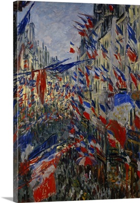 Rue Saint Denis decked out with Flags By Claude Monet