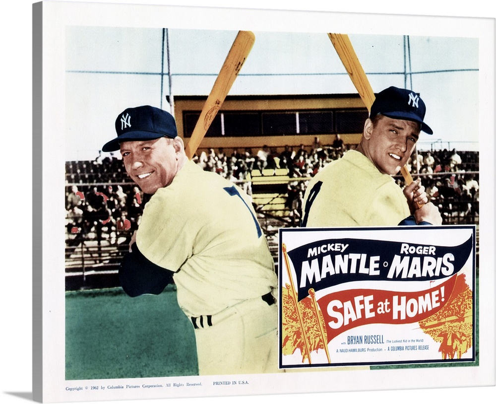 Safe At Home!, From Left, Mickey Mantle, Roger Maris, 1962.