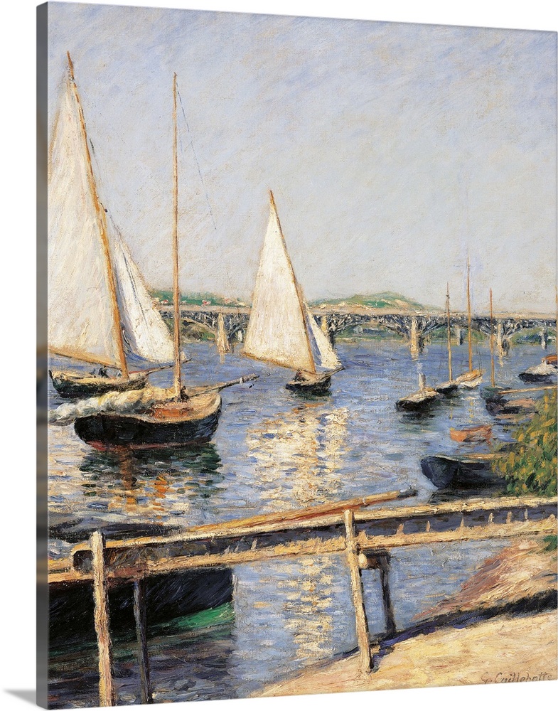 Sailing Boats at Argenteuil, by Gustave Caillebotte, 1888 about, 19th Century, oil on canvas, cm 35,5 x 55 - France, Ile d...