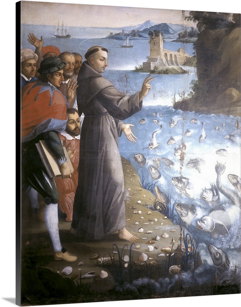 Saint Anthony of Padua Preaching to the Fishes, 1779 Solid-Faced Canvas  Print