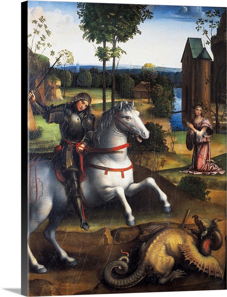 FRANCIA, Francesco 1450-1517. Saint George and the dragon. Renaissance art. Quattrocento. Oil. ITALY. Rome. Galleria Nazio...