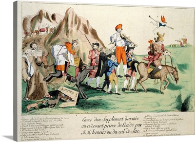 Satirical Print Attacking French Clergy, late 18th Century, Color Engraving