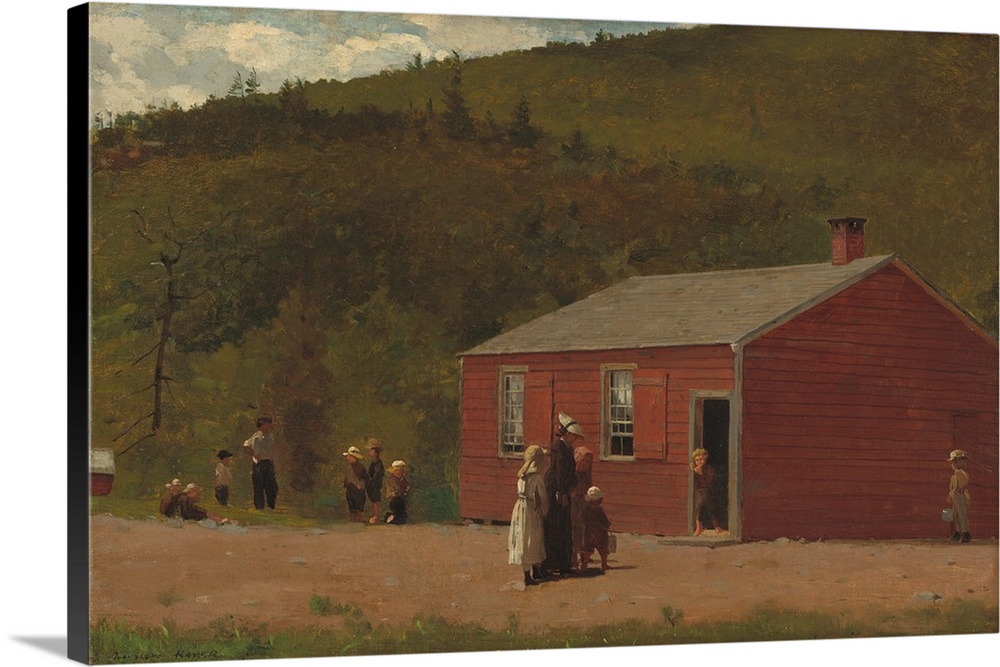 School Time, by Winslow Homer, 1874, American painting, originally oil on canvas. Twelve children and their female school ...