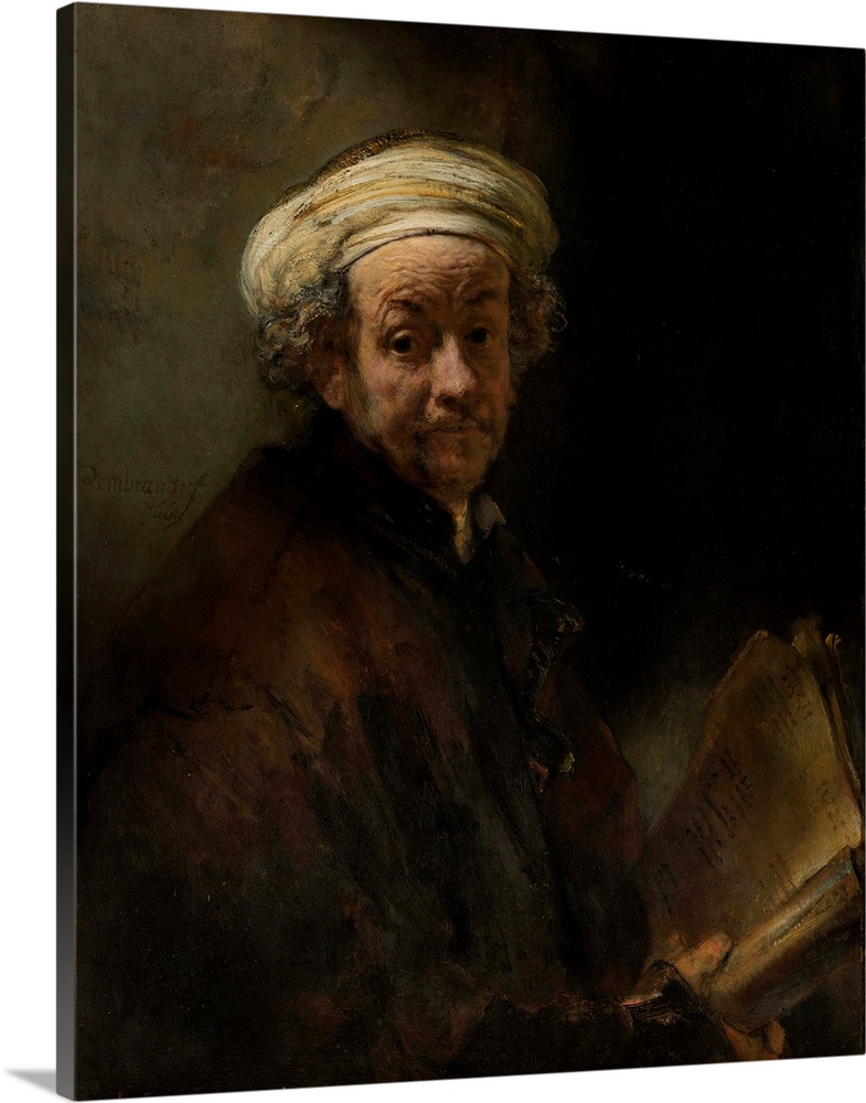 Self Portrait as the Apostle Paul, by Rembrandt van Rijn, 1661, Dutch painting, oil on canvas. Rembrandt's only self portr...
