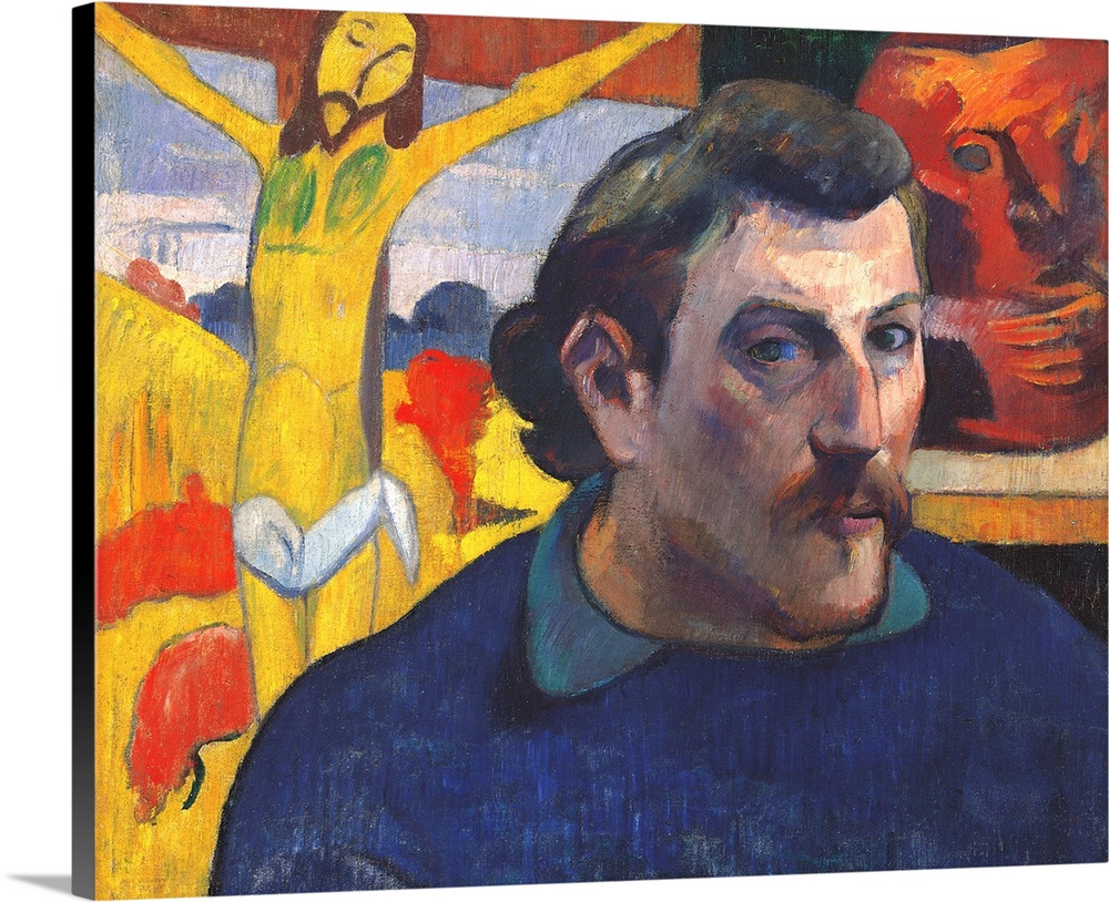 Self portrait with Yellow Christ, by Paul Gauguin, 1890 - 1891, 19th Century, originally oil on canvas.