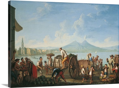 Sellers of Watermelons at the Harbor, Naples, Italy, by Pietro Fabris, 18th c