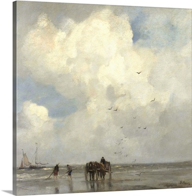 Shell Fishing, by Jacob Maris, 1885, Dutch painting, oil on canvas