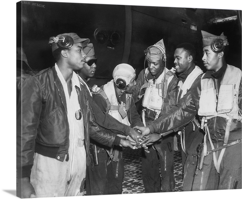 Six African American Air Force Gunners Join Hands.