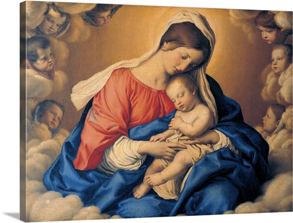 The Sleep of the Infant Jesus, by Giovanni Battista Salvi know as Sassoferrato, 17th Century, oil on canvas, cm 75 x 100 -...