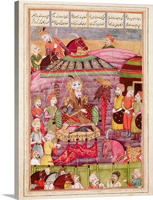 Sohrab Facing the Tent of the Persian Army Leaders. Shahnameh. The Book of Kings. 16th c