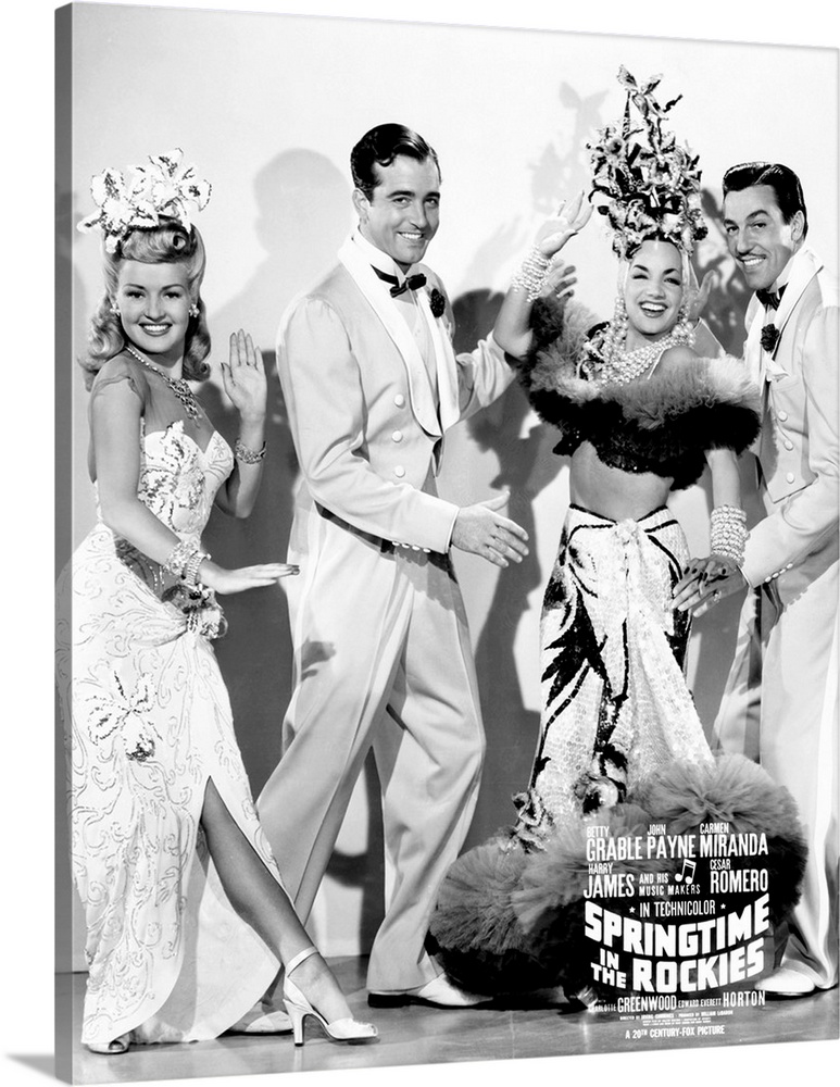 Springtime In The Rockies, From Left, Betty Grable, John Payne, Carmen Miranda, Cesar Romero, 1942.