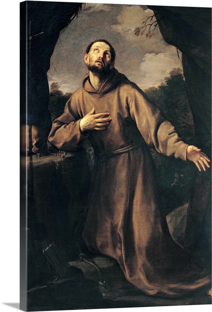 Reni Guido, St Francis in Ecstasy, 1621, 17th Century, oil on canvas, Italy, Campania, Naples, Girolamini Church, (555925)...
