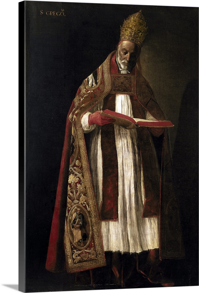 ZURBARAN, Francisco de (1598-1664). Saint Gregory the Great. 1626-1627. Baroque art. Originally oil on canvas.