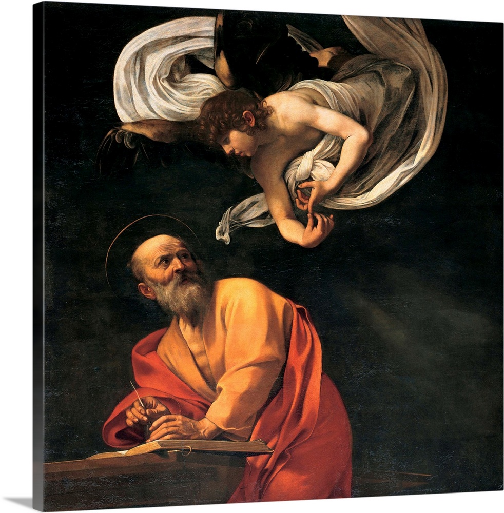Merisi Michelangelo known as Caravaggio, St. Matthew and the Angel, 1602, 17th Century, oil on canvas, Italy, Lazio, Rome,...