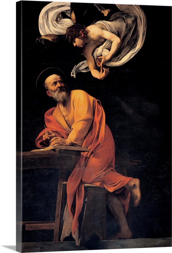 Merisi Michelangelo known as Caravaggio, St. Matthew and the Angel, 1602, 17th Century, oil on canvas, Italy, Lazio, Rome,...